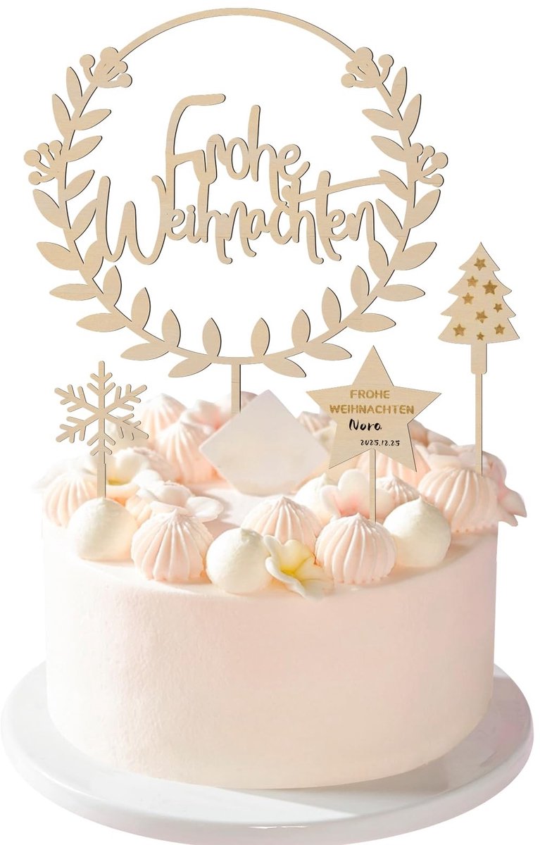 SolidKeus - Kerst Taart Decoratie Set van 4
