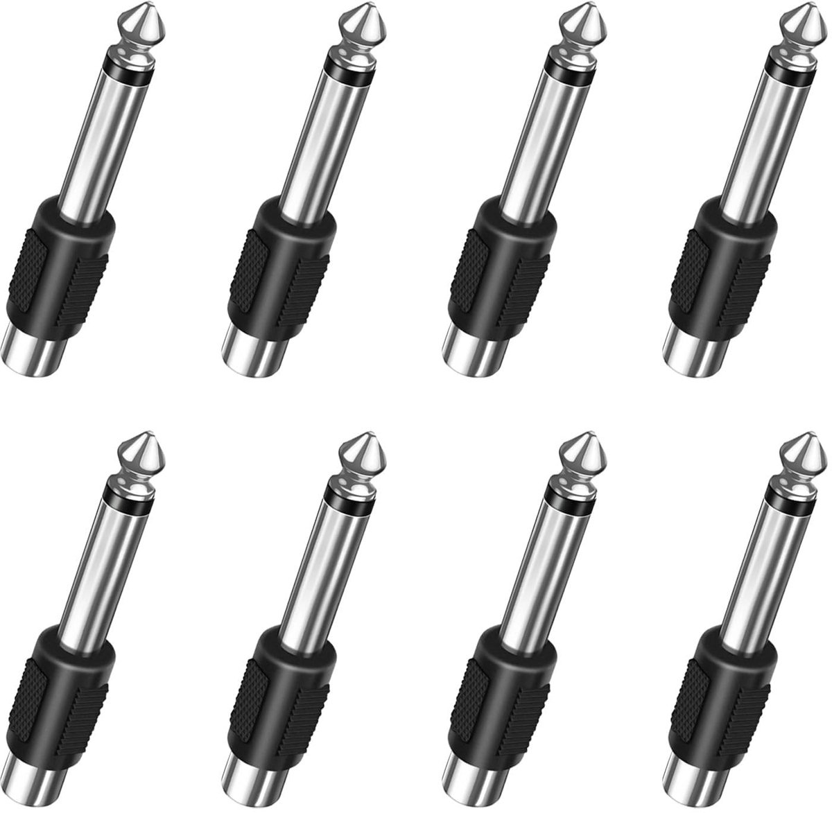 SolidKeus - Set van 8 RCA Jack Adapters, Mono TS Male 6.35mm voor Audioapparatuur