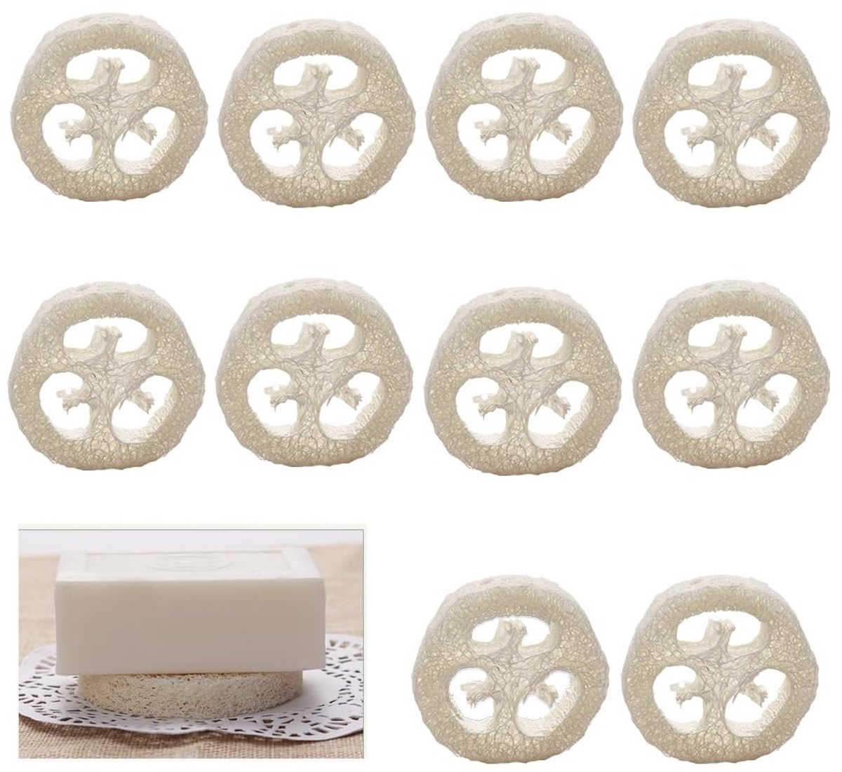 SolidKeus - Set van 10 Natuurlijke Loofah Sponsen