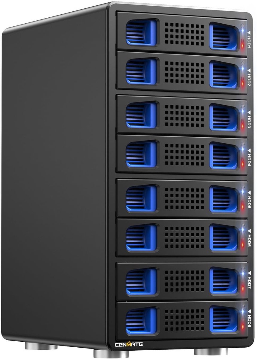 SolidKeus - 8 Bay Hard Drive Enclosure voor 2.5/3.5" SATA HDD/SSD met USB A/C 3.2