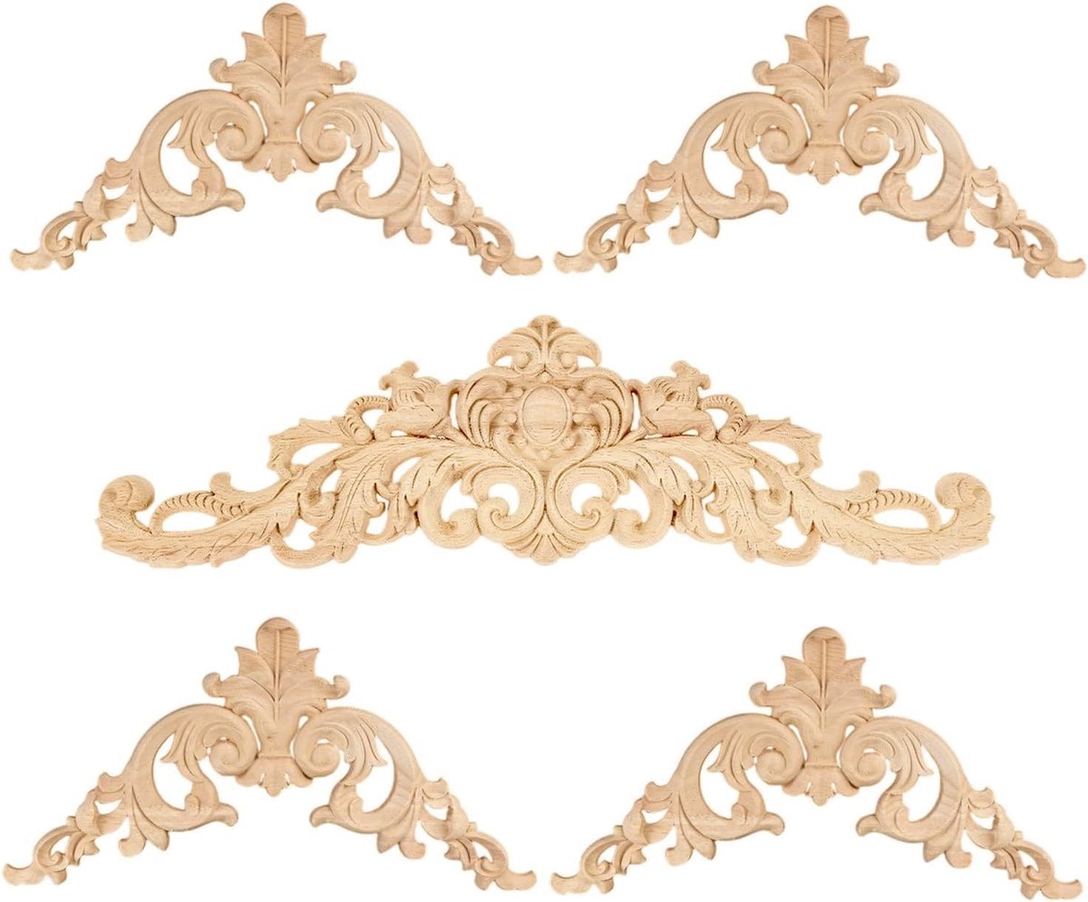 SolidKeus - Houten Decoratieve Gegraveerde Sticker Set van 5