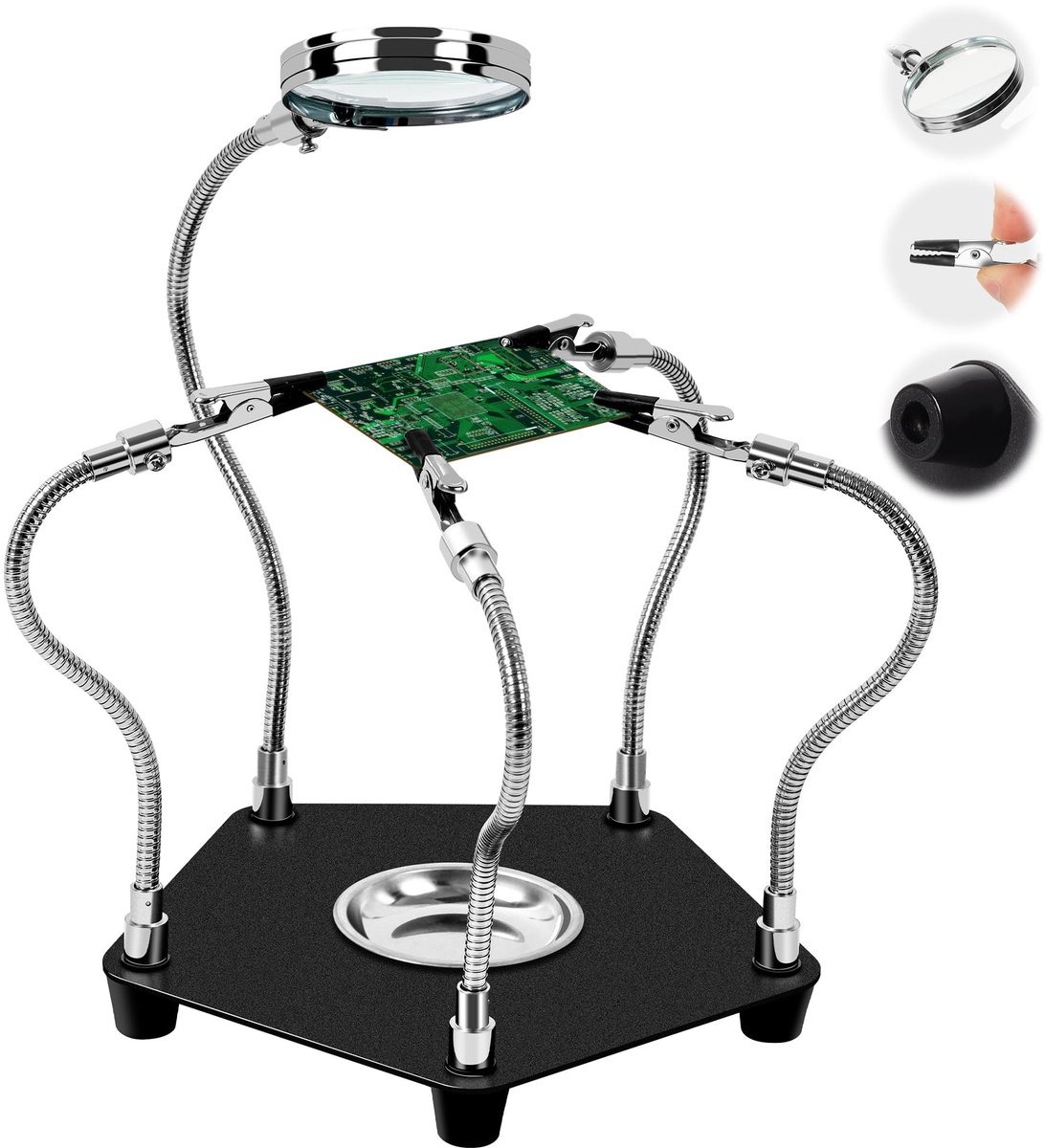 SolidKeus - Soldering Aid met 3 Loepen en Flexibele Armen