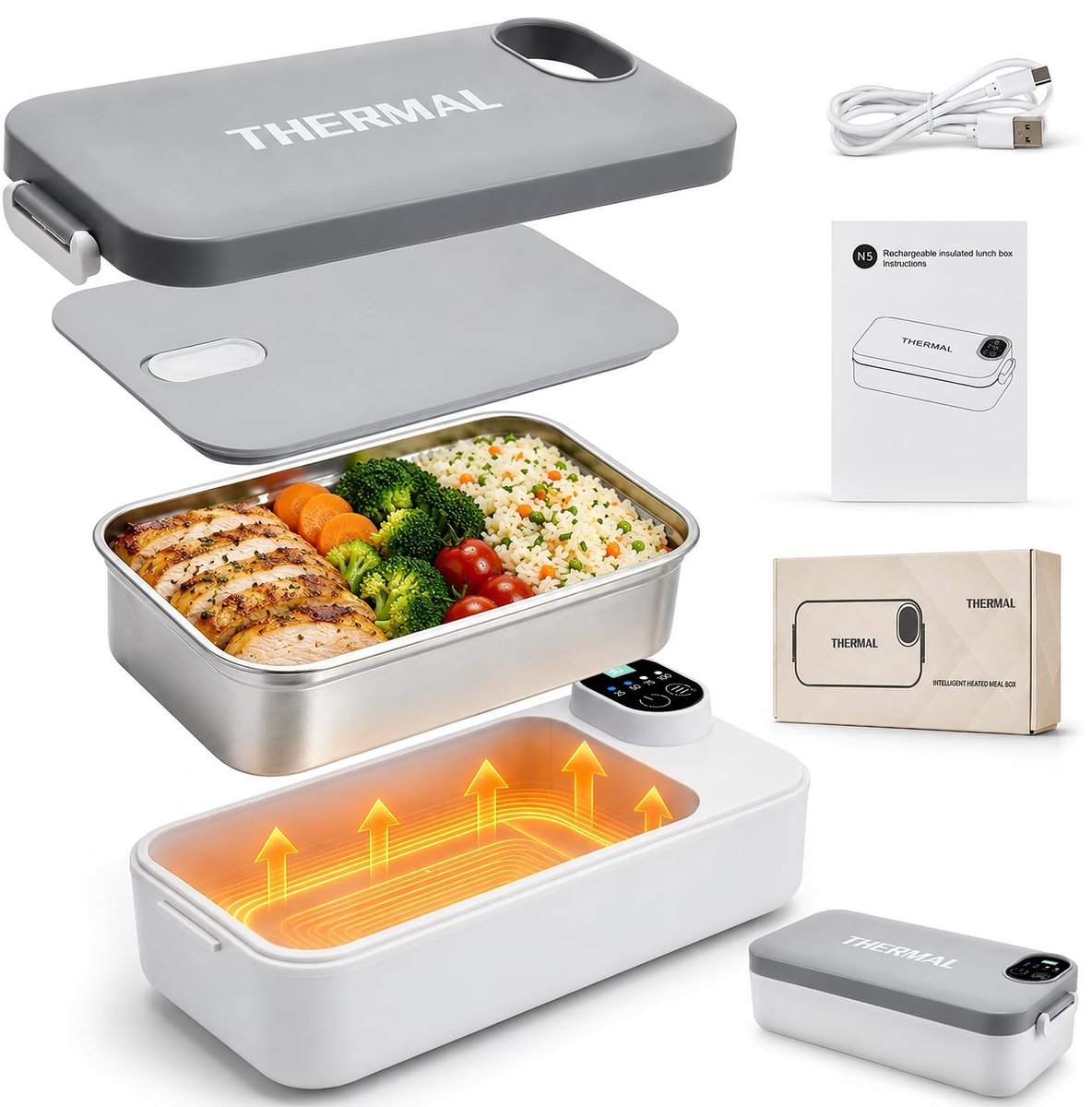SolidKeus - Elektrische Lunchbox 900 ml met 7200 mAh Batterij