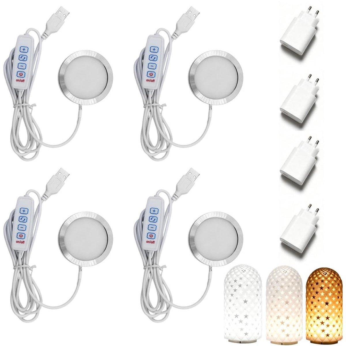 SolidKeus - Set van 4 LED Lampen voor 3D Printer met USB Voeding