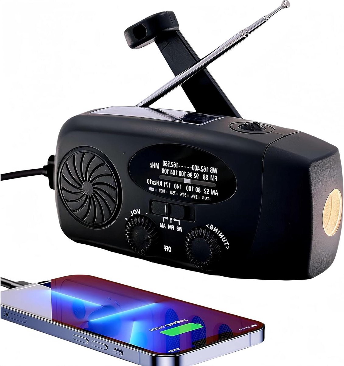 Noodweer Radio - Draagbare Radio - Buiten Leven - 5000mAh Batterij - Compact Formaat - Zwart