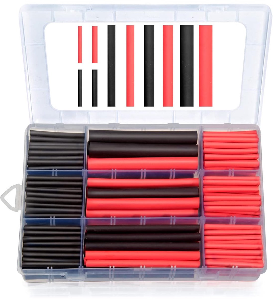 Krimpkousenset - 270 stuks - 3:1 - krimpkous - waterdicht - 45-90 mm - warmtekrimpbuis - geschikt voor elektrische isolatie en kabelconnectoren (rood en zwart)