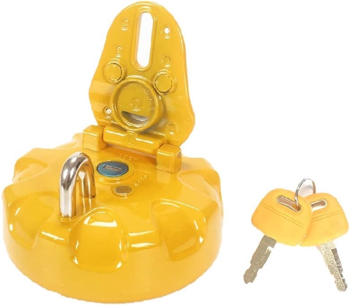 Geel Brandstoftankdeksel voor Graafmachines - Sluitbare Benzinevulpunt met Sleutels voor E307, E312, 200B en 60D Modellen