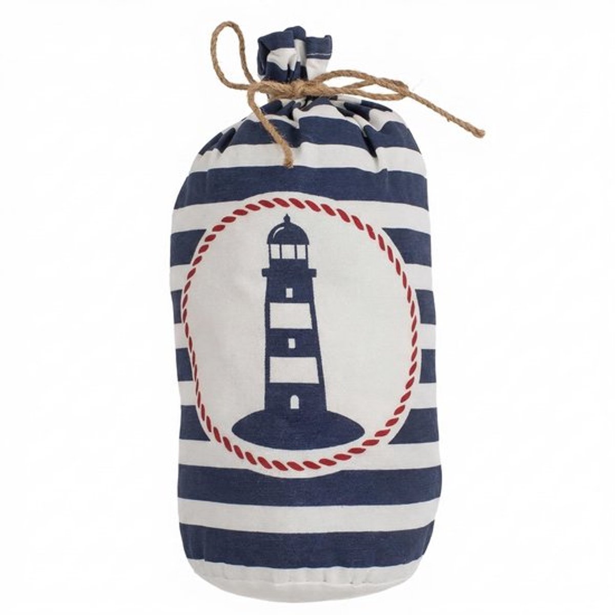Deurstopper 12 x 27 cm - Maritieme stoffen bekleding - Decoratieve grip - Vloer/woning - 1,5 kg vulgewicht - Stijlvolle woonaccessoire - Deurbeschermer