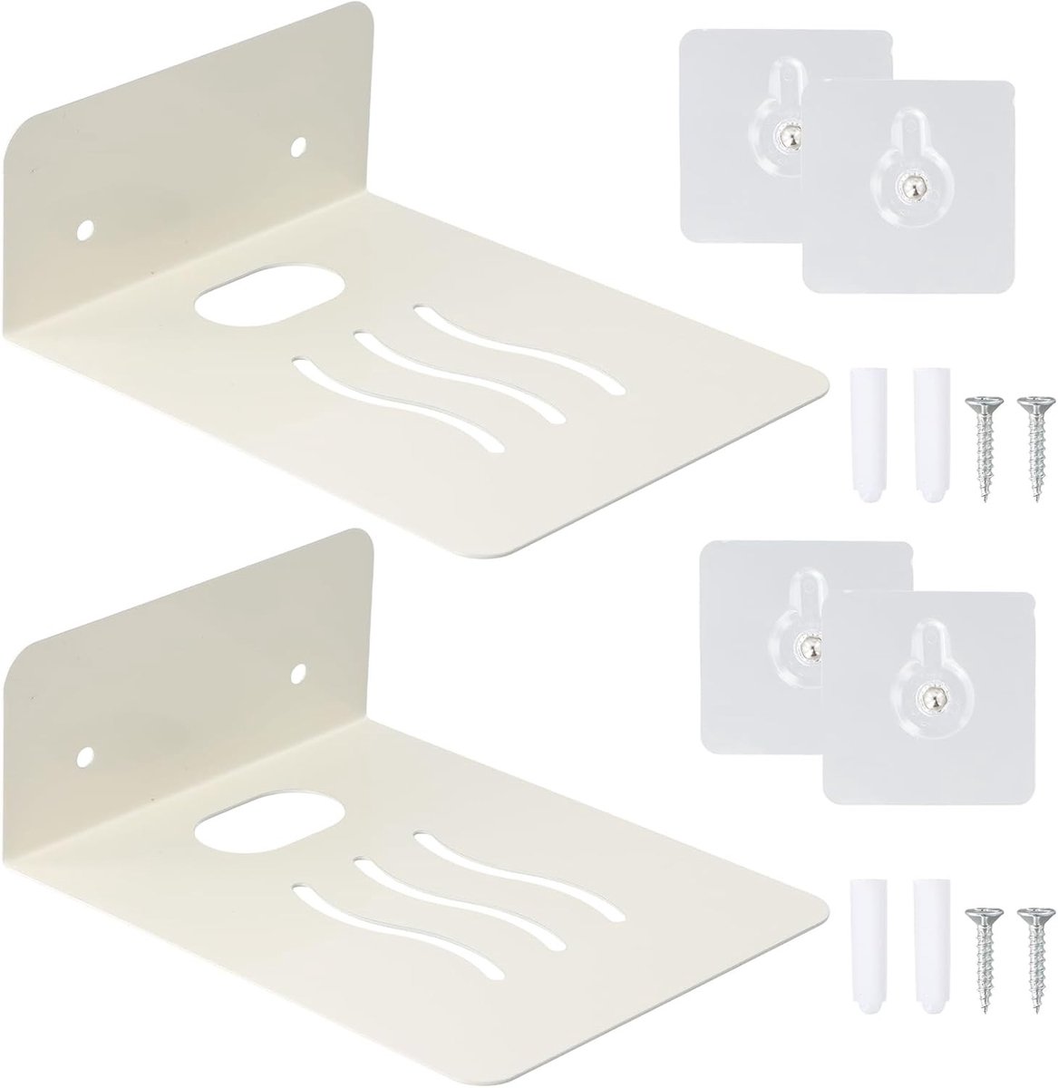 Kleine Witte Plankjes van 15,5 cm, RVS Mini Plank voor Muurbevestiging, Ideaal voor Woonkamer, Badkamer en Keuken met Eenvoudige Bevestiging