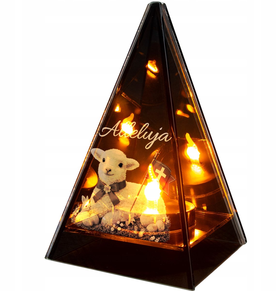 LED Graf Lampion met Vlam Effect - 20cm - Spiegelglas