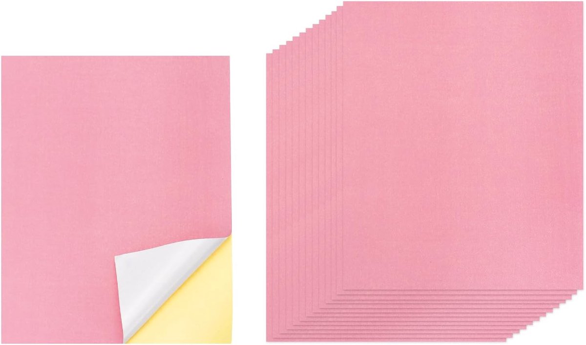 Bedrukbaar vinyl-stickerpapier voor inkjetprinters, 29,7 x 21 cm, waterdicht, 15 vellen zelfklevend stickerpapier, lichtroze