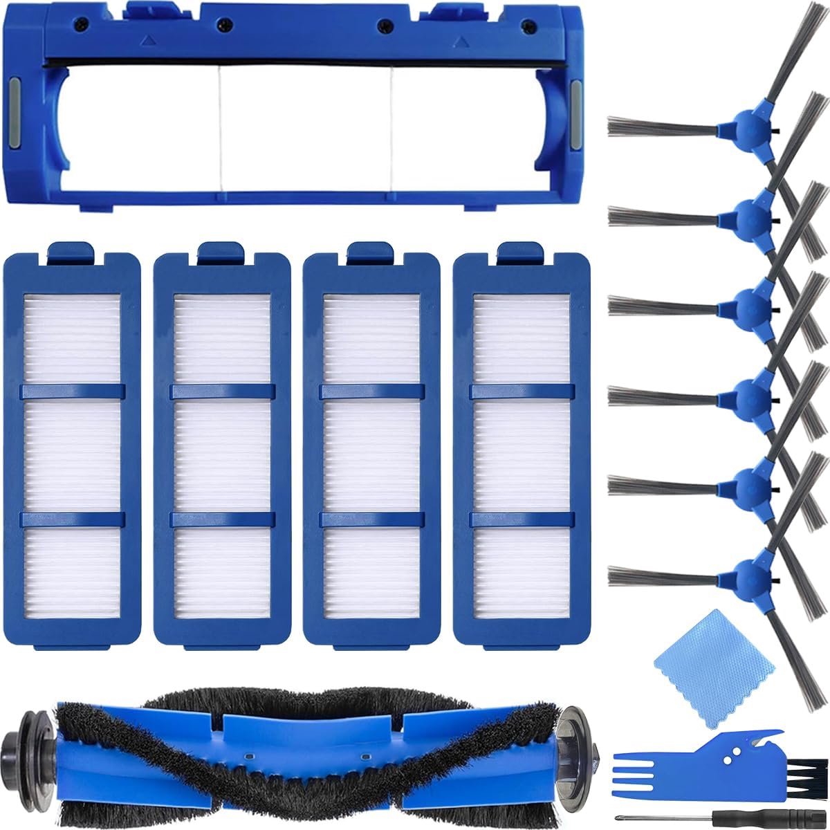 12Pcs Accessory Kits for Eufy RoboVac G40 / G40 Hybrid / G40+ / G40 Hybrid+ Robot Vacuum Cleaner 1 Main Brush 6 Side Brushes 4 Hepa Filters 1 Brush Guard Brush Cover Replacement Parts