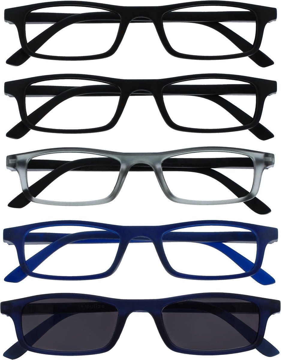 Lezen Bril Bedrijf Zwart Mat Grijs Navy Blauw Lezers Waarde 4 Pack Mens Womens Lente scharnieren RRR17-1173 +1.50