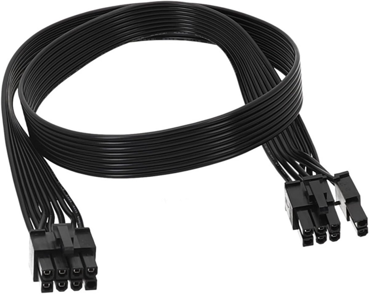 Stroomkabel, 8-pins GPU-voedingskabel, 8-polige ATX-stekker naar 6+2 PCIE, 60 cm kabel, grafische kaartkabel, grafische kaartmodule, geschikt voor het aansluiten van een voeding en