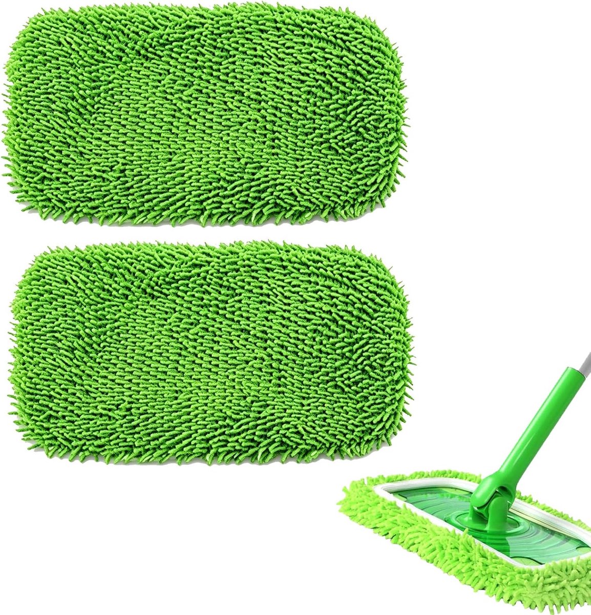 Pads 2 stuks herbruikbare dweildoek vervanging 25.5x11.5 cm wasbaar reservepad voor vloerreiniging nat droog hout tegels steen