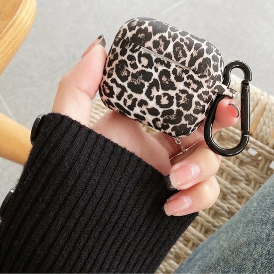 Hoes voor AirPods Pro 3e generatie, schattig esthetisch luipaardpatroon, hoes van siliconen, schokbestendig, voor meisjes en vrouwen, met sleutelhanger, voor AirPods Pro 3 (2025), donkerbruin — afbeelding 5