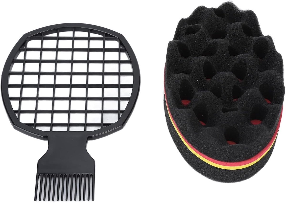 Haarsponsset, Magic Twist-haarspons, Magic Hair Twist Curl-sponshandschoen, Afro-haarspons Kappersborstel, Metal Hair Pick-kam en Hair Twist Curl-kam voor kappershaarstyling, haar spons haarsponz