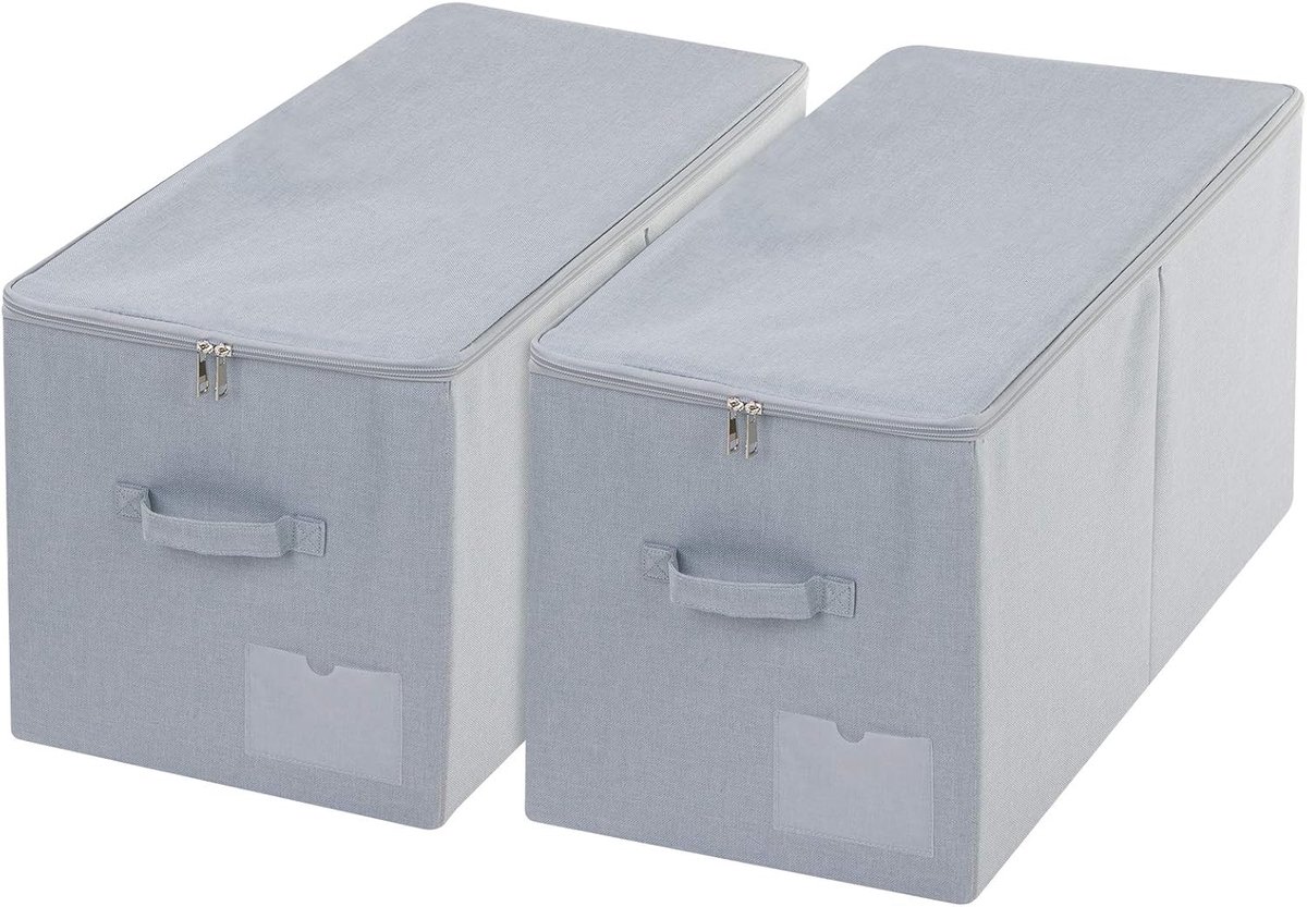 2 stuks inklapbare kledingkast opbergdozen met deksel, 60 l, 56 x 32 x 33 cm, geschikt voor de meeste slaapkasten, lichtgrijs