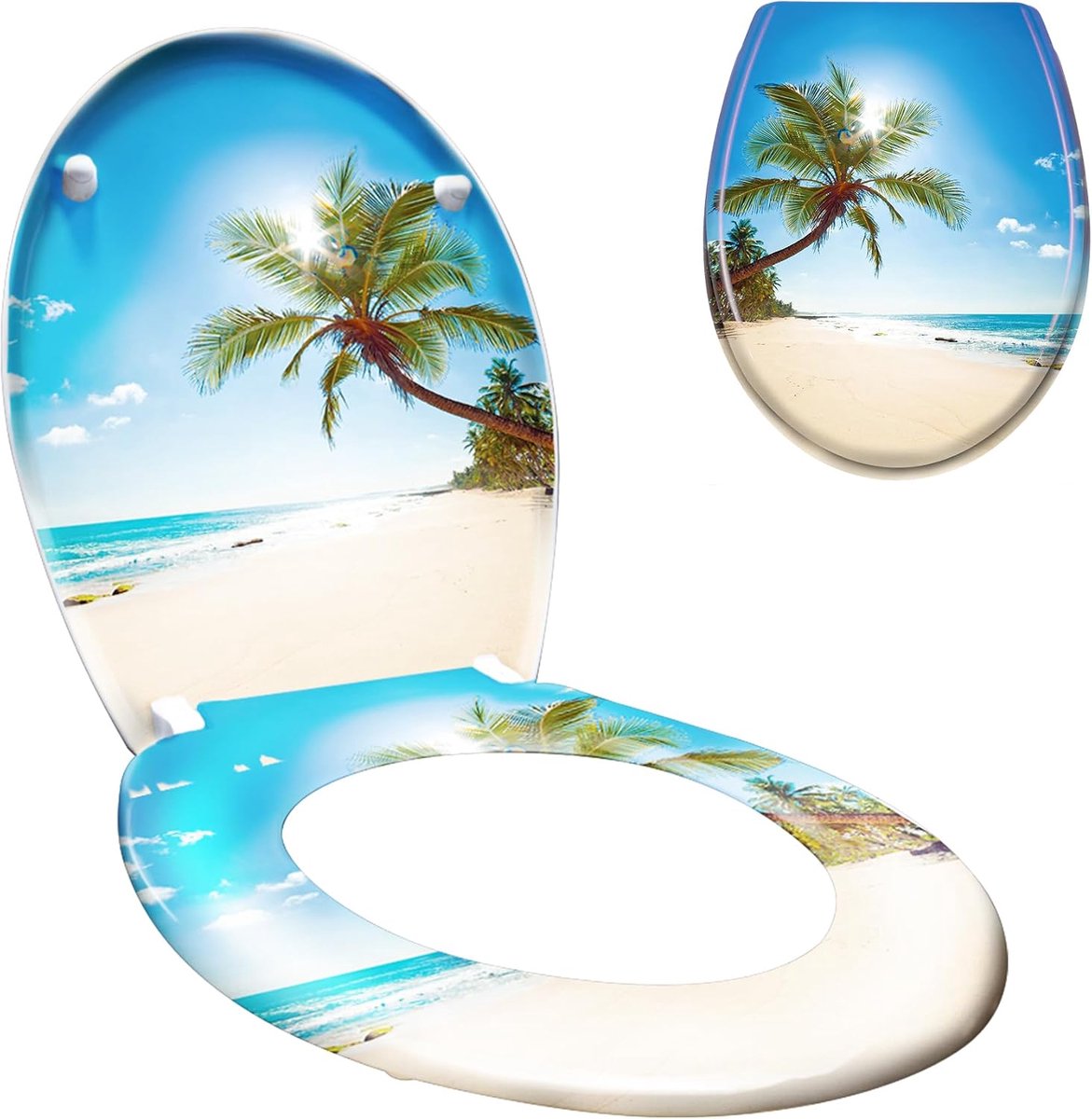 Ovale wc-brillen met softclosemechanisme, toiletdeksel van antibacterieel Duroplast ABS, afneembaar wc-deksel, antibacteriële toiletbril voor de meeste toiletten (druppeltjes)