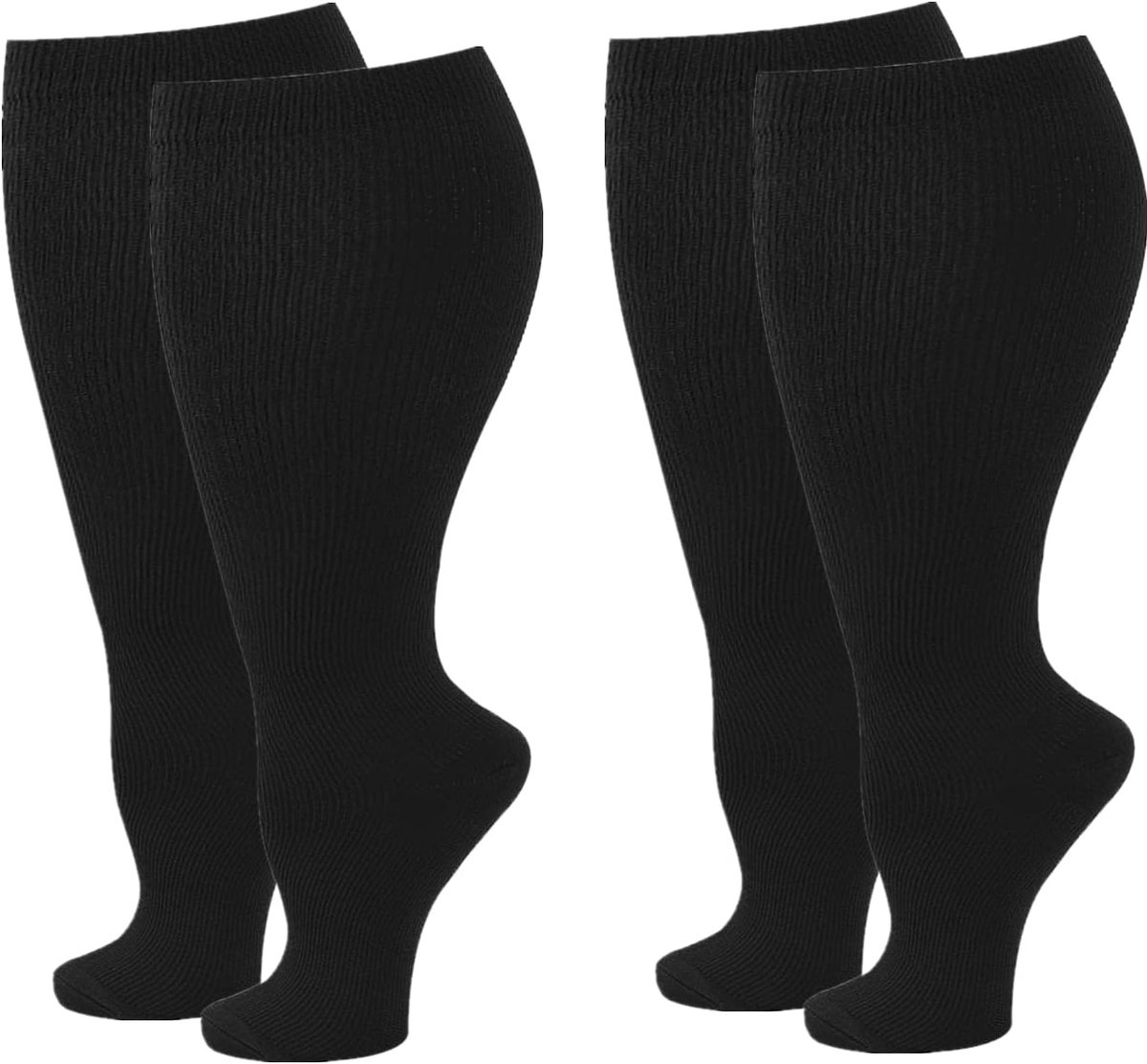 Sokken voor dames en heren, 2 paar plus size extra grote maten ondersteuningssokken kousen verminderen zwelling en pijn voor verpleegkundigen die zwanger zijn reisvlucht 20-25 mmHg