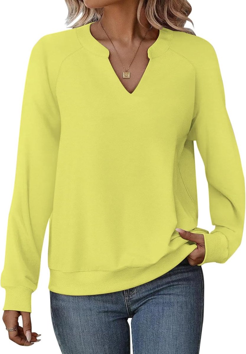 Damestrui met lange mouwen en V-hals | V-hals, los, elegant, lange mouwen, effen, comfortabel, herfst, winter, casual, chic, dames