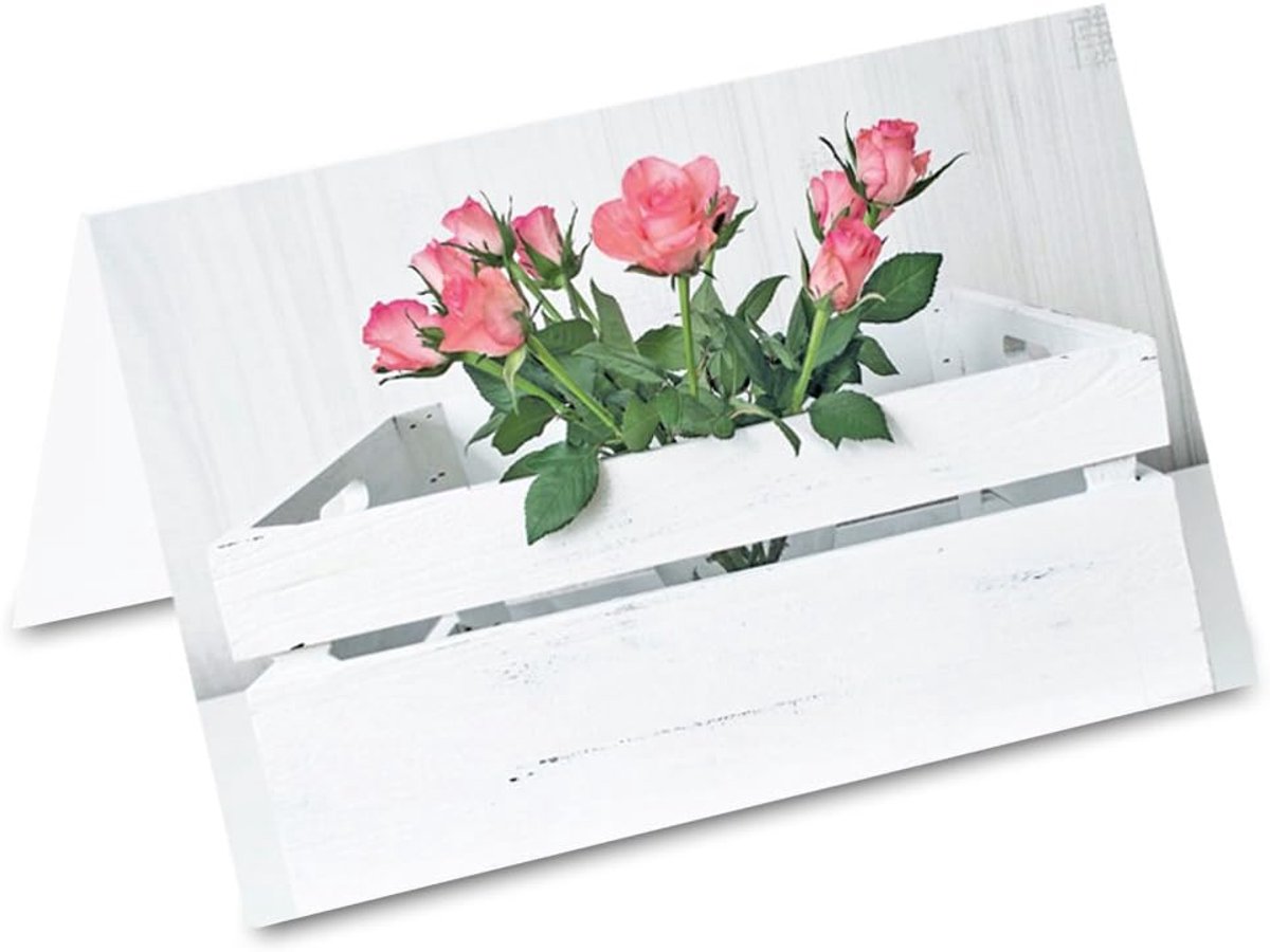 Plaatskaarten "bloembak rozen", 50 stuks
