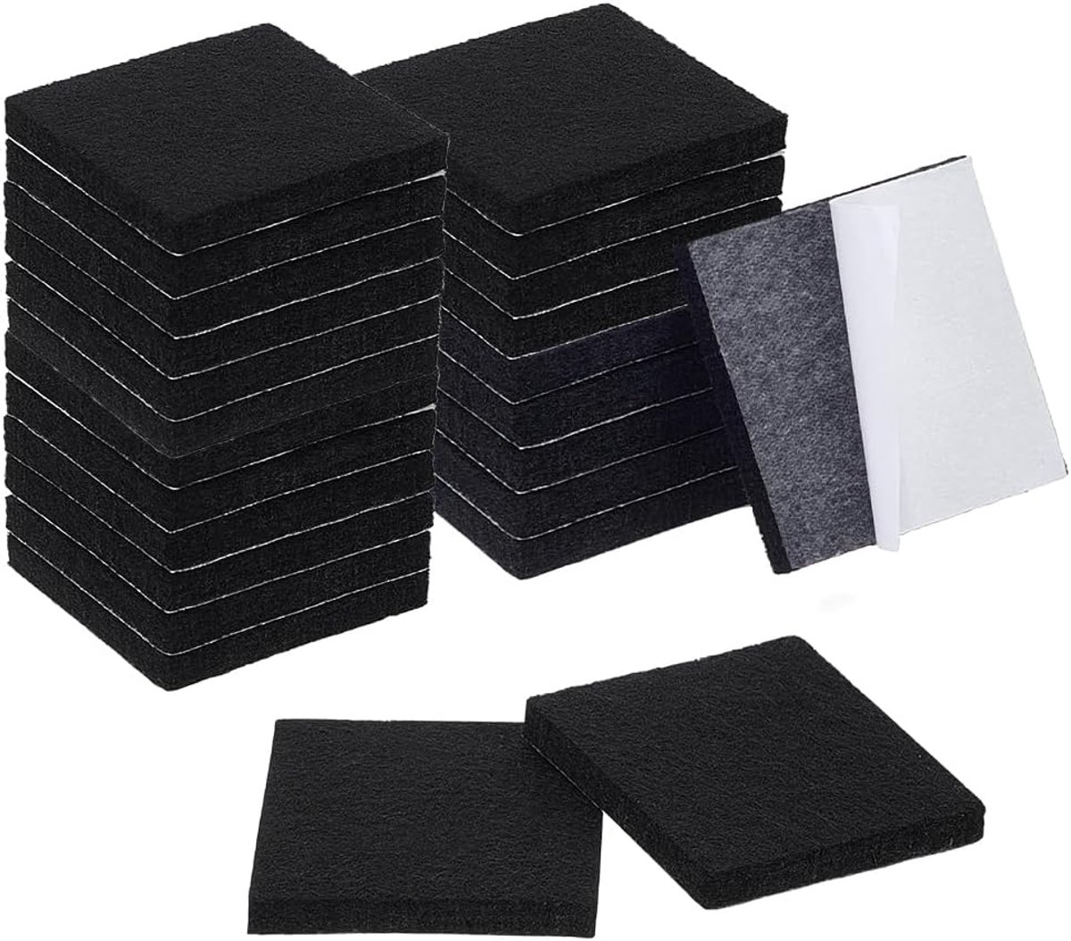 24 stuks vierkante zelfklevende vilten meubelpads, 38 x 38 mm, zwarte vilten matten, vloerbeschermers voor meubelpoten, stoelpoten, hardhouten vloeren