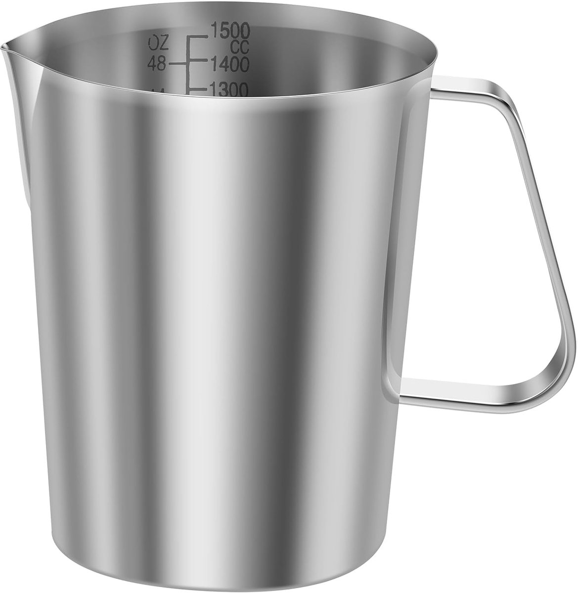 Maatbeker van roestvrij staal, 1 l, met fijne schaal, BPA-vrij, 12 cm, maatbeker roestvrij staal, druppelbescherming, robuust, voor thuis, keuken, restaurant, bar, theelade, café, ontmoetingspunt