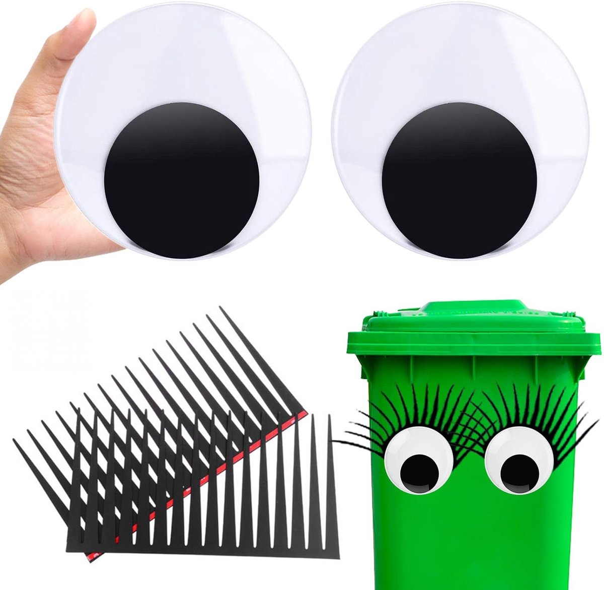 7 Inch Reuze Googly Ogen, Grote Googly Ogen met Wimpers Grote Googly Ogen Zelfklevende Grote Wiggle Ogen Stick Op Ogen Sticker voor Bin Koelkasten Halloween Deur Decor (Pack van 4) (7 inch)
