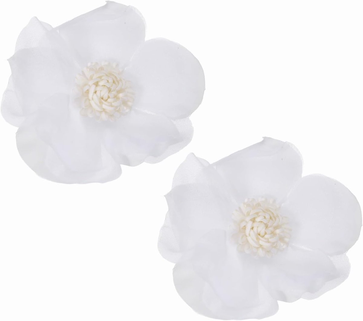 Broches spelden, 2 stuks elegante doek roos bloem grote broche sierlijke satijnen camelia corsage reversspeldjes voor vrouwen bruiloft kleding pak jurk, wit