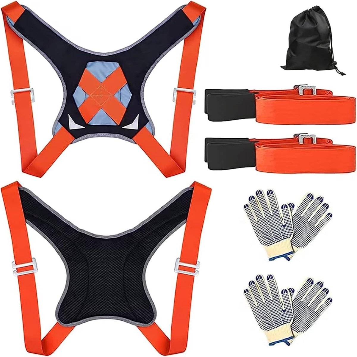 Verhuiskit, draagriem voor 2 personen, met sponsvest, multifunctionele hefriem voor meubels en apparaten, meubeldraagriemen, meubeltransport, oranje