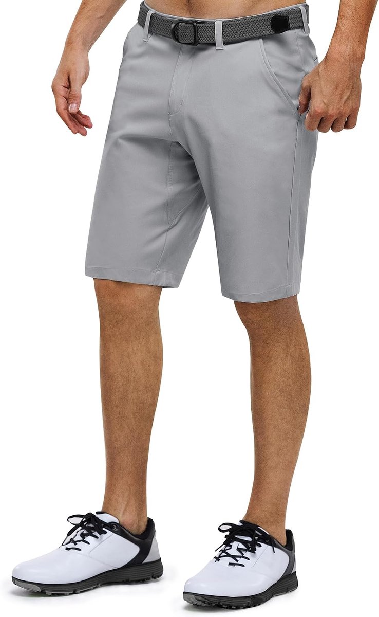 Shorts voor heren, stretch, korte golfbroek, lichte sneldrogende bermuda shorts, korte broek met 3 theehouders, casual shorts, werkshorts met 5 zakken voor golfen, werk