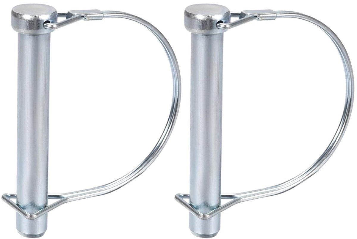 Stekker voor het vergrendelen van de boom, 10 mm x 100 mm (d x l), 2 stuks, ideaal voor aanhangers, landbouw en gazon, ronde stekker van koolstofstaal, kleur zilver