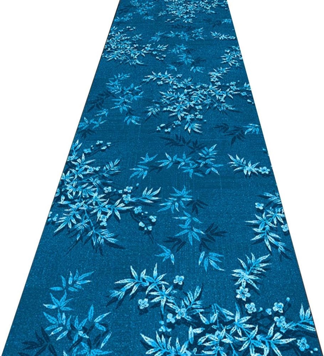 Lange loper tapijten voor hal gebied tapijten corridor tapijt plant bladeren blauw afdrukken en verven water absorptie gemakkelijk te reinigen, maat aanpassen (kleur: A, Maat : 1,1x7m)