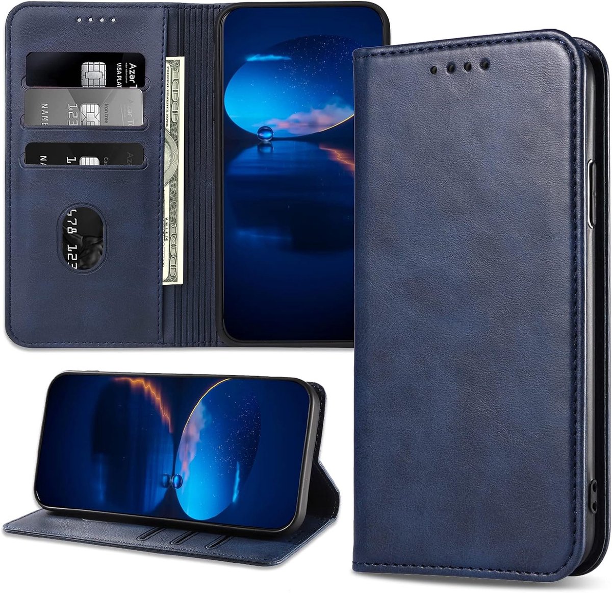 Hoesje voor OPPO Find X3 Lite, Magnetisch PU-Lederen Kaartenvakken, Magneet Hoesje voor OPPO Find X3 Lite, Blauw