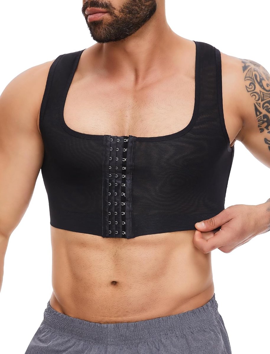 Shapewear Borst Binder Heren Mouwloos Binder Trans Strak Compressie Korset Mannen Elastisch Buikweg Onderhemd Figuurvormend Body Shaper Vest