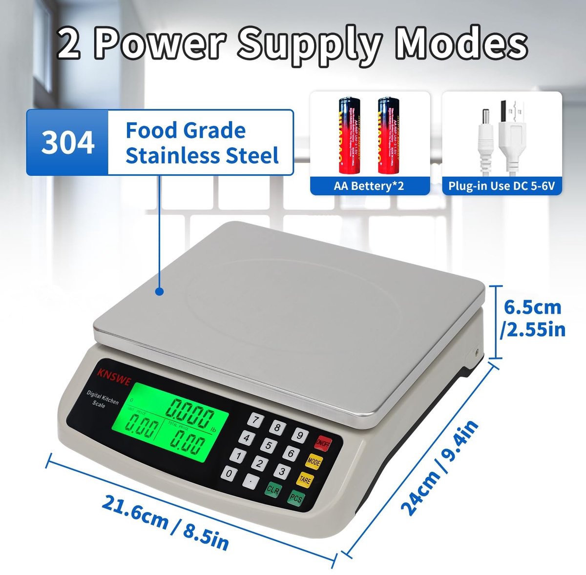 Keukenweegschaal Analoog - RVS - 40 kg - Digitale Precisieweegschaal met LCD-display - Voor Professioneel Gebruik