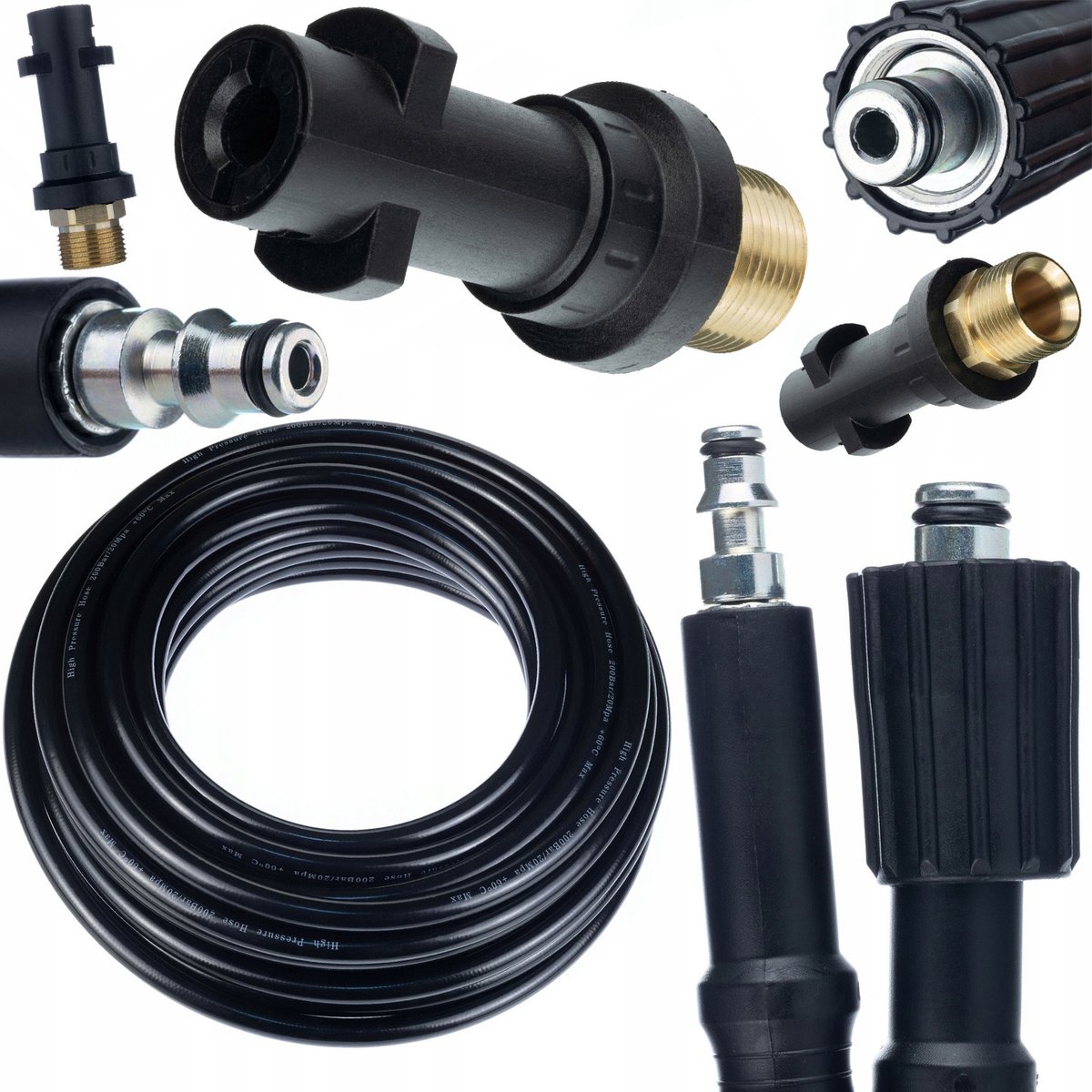 Rosfix Hogedrukslang Set - 10 m M22-QC Quick Connect - 200 bar, Nylon Gevlochten, M22→Bayonet - Geschikt voor Lavor, Kärcher