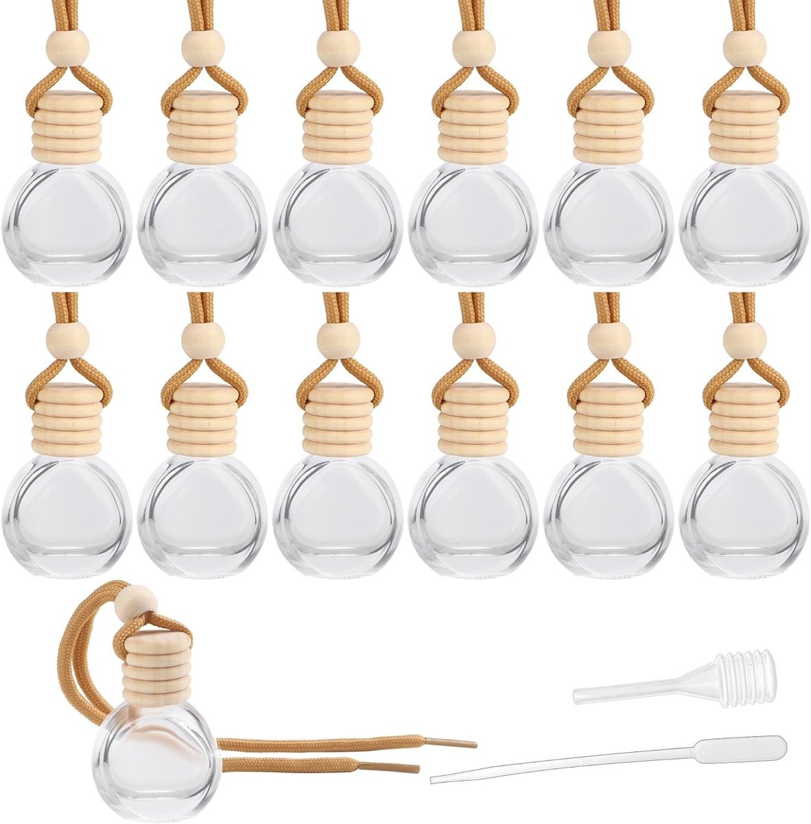 12 Stuks 10ml Lege Auto Parfum Flesjes, Aromatherapie Essentiële Olie Diffuser, Luchtverfrisser en Geurverspreider voor Auto en Thuisgebruik