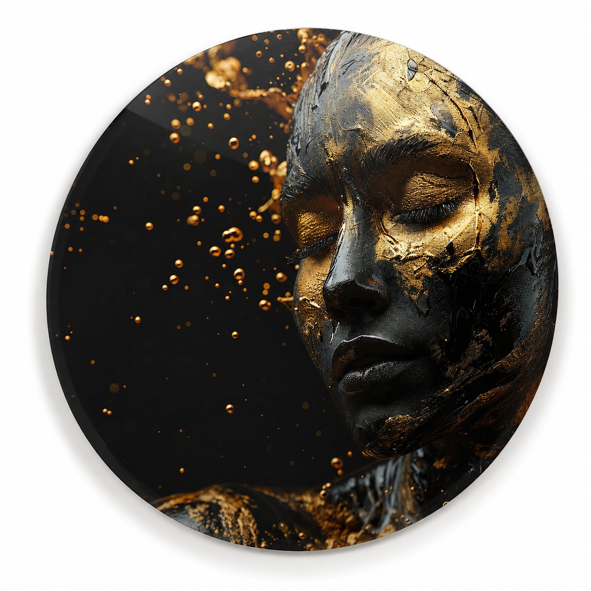 Mydesignglas Glazen Schilderij – met Vrouwelijk Portret – Wanddecoratie op Gehard Glas – ø50cm