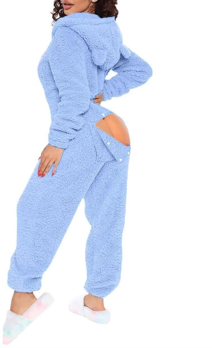 Omgoods - Fluffy Fleece Jumpsuit met Kap voor Volwassenen