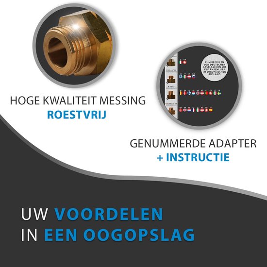 Elzusha - Adapter Set voor Gasflessen - 4-Delig Euro Vulset D1-D4 - Voor EU Gebruik — afbeelding 4