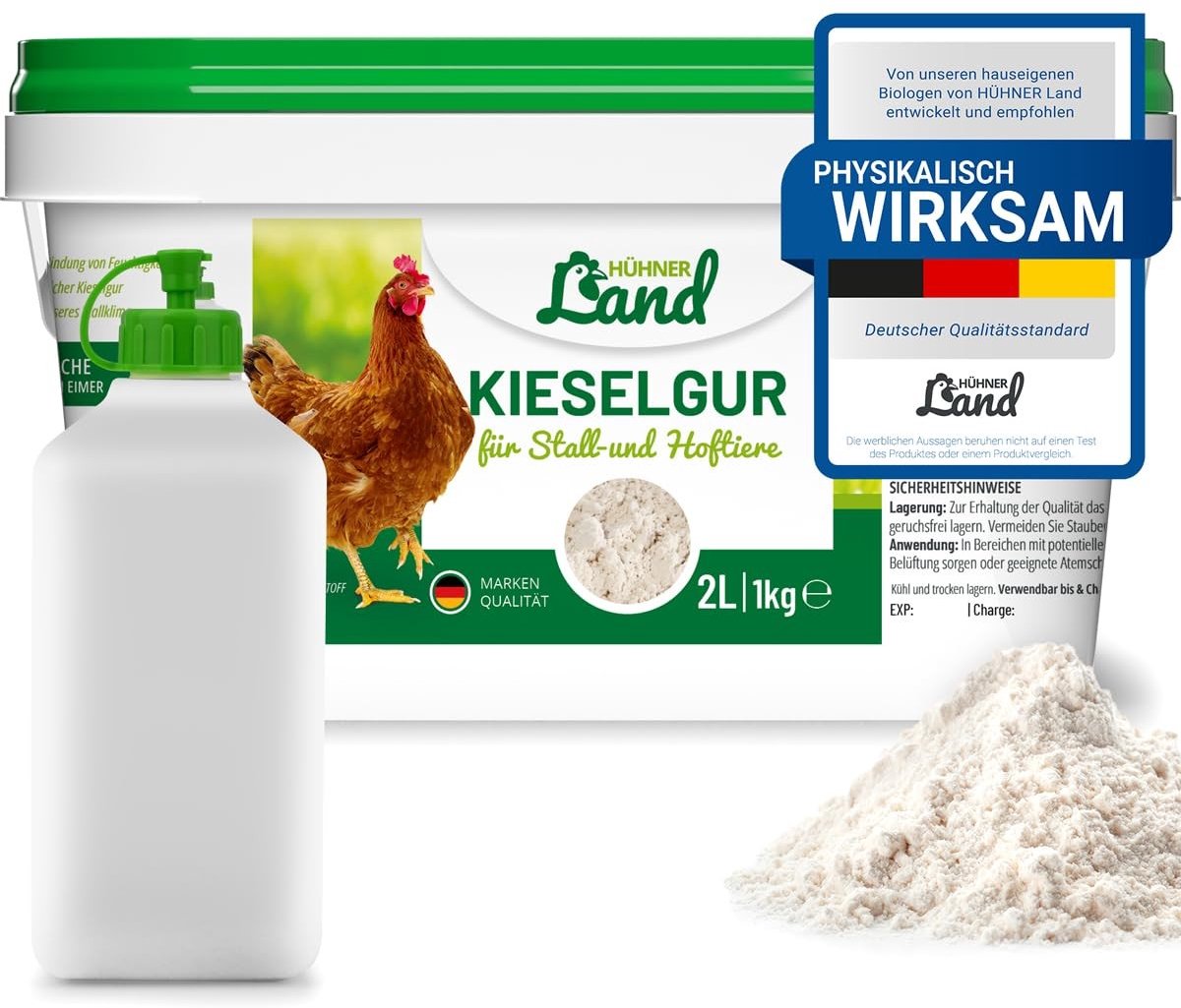 Elzusha - Kiezelguhr Poeder voor Kippen 1 kg - Natuurlijk Product voor Hokken