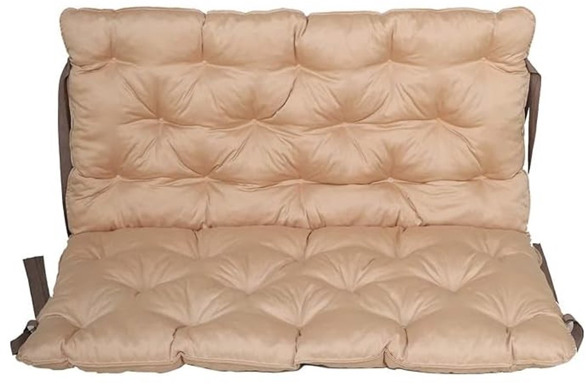 Elzusha - Sofa Kussen met Rugleuning en Banden - Beige 120 x 98 cm