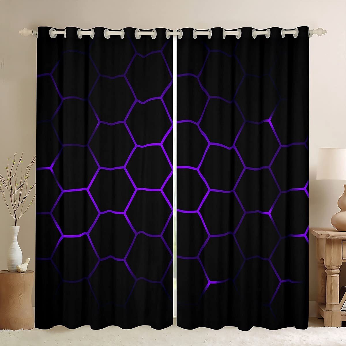 Elzusha - Geometrische Raamdecoratie met Hexagonpatroon