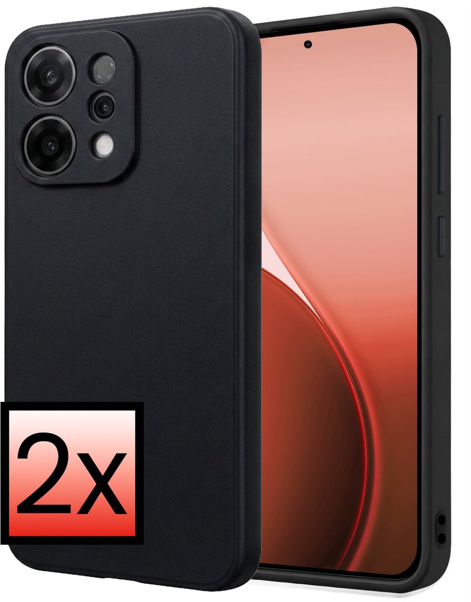 Hoesje - 2 Stuks - Geschikt voor Oppo Reno 14 - Sterk & Shockproof - Case Siliconen - Back Cover - Telefoon Hoes - Zwart