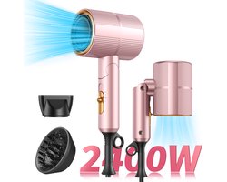 OYLCDI Föhn met Diffuser 2400W - Ionische Haardroger met Coolshot Technologie - Hair Dryer roze