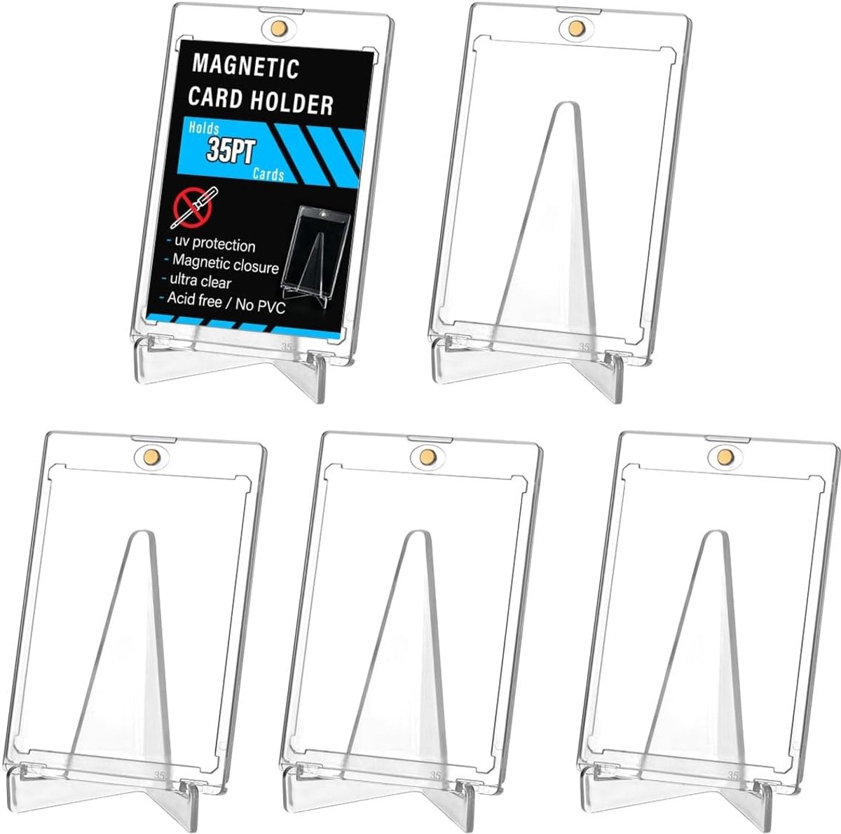 Magnetische Toploader Kaartenhouders met Stand - 5 Stuks Beschermende Kaartcases voor Verzamelkaarten, Fotokaarten en Sportkaarten