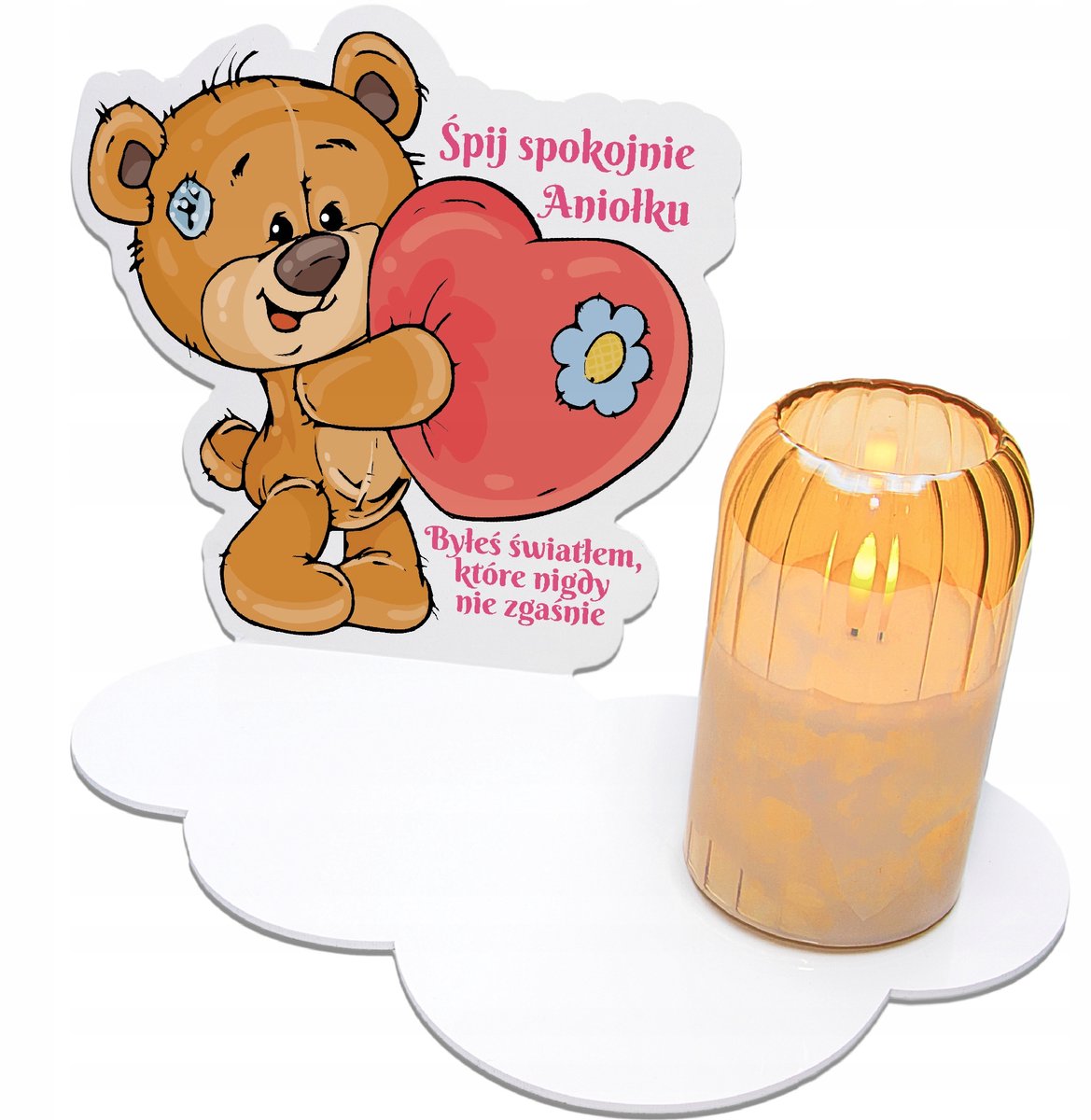 LED Grafsteen Lampion voor Kind - Herdenkingslichtje met Beer