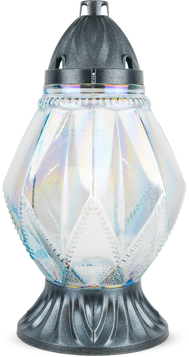 Exclusieve Znicz 35 cm Zilver DP729 Grote Glazen Graflicht met Verwisselbare Inzet
